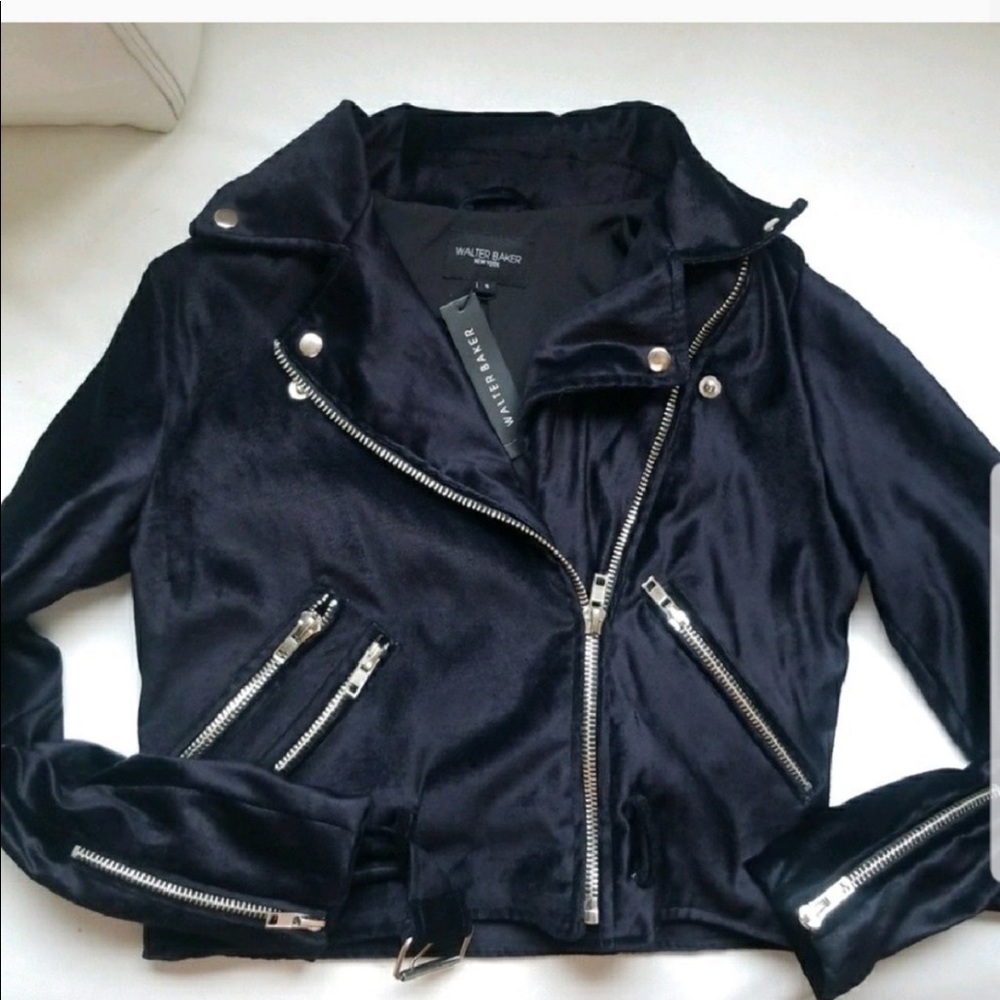 Ted Baker motorcycle jacket black suede fabric